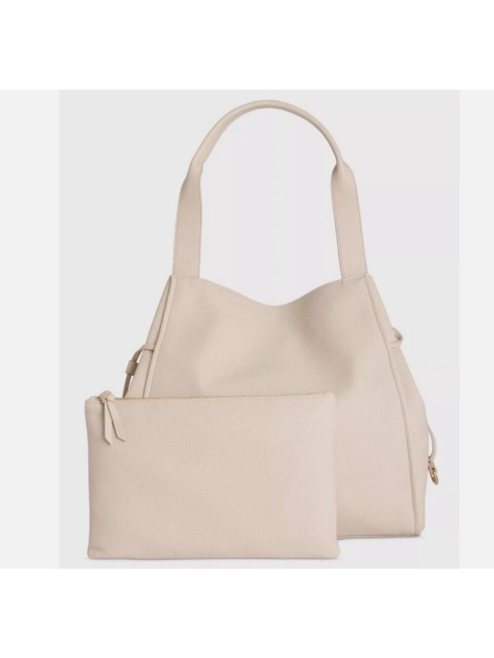 Macy's On 34th Jyyll faux-leather large tote shoulder bag + pouch 2PC Off White